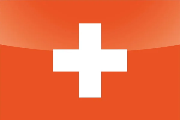 Illustrated Glossy Country Flag of  Switzerland — Stock Vector