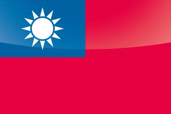 Bandeira do país lustroso ilustrado de Taiwan — Vetor de Stock