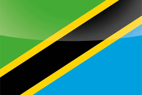 Bandeira do país lustroso ilustrado da Tanzânia —  Vetores de Stock
