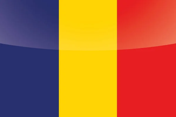 Illustrerat glansigt land flagga av Rumänien — Stock vektor