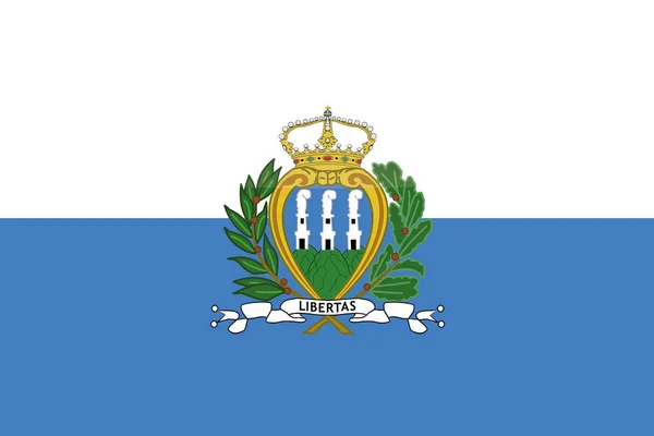 Illustrata Bandiera Nazionale Lucida di San Marino — Vettoriale Stock