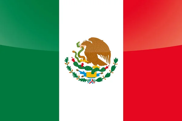 Illustrated Glossy Country Flag of  Mexico — Stock Vector