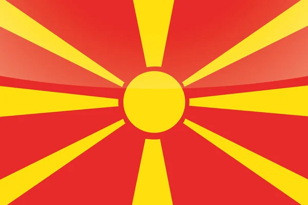 Illustrated Glossy Country Flag of  Macedonia — Stock Vector