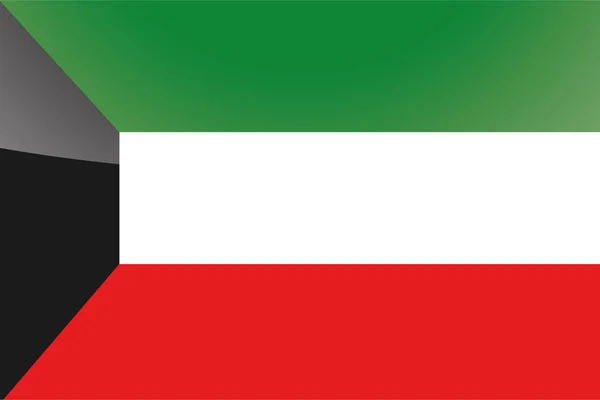 Hochglanz-Flagge von Kuwait — Stockvektor