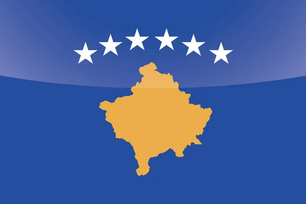 Illustrated Glossy Country Flag of  Kosovo — Stock Vector