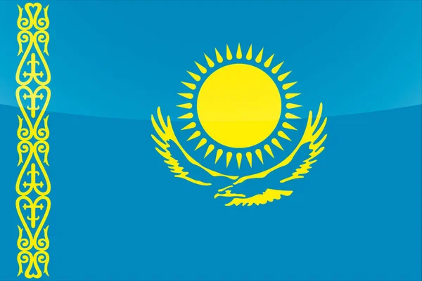 カザフスタンのイラスト光沢のある国の旗 — ストックベクタ