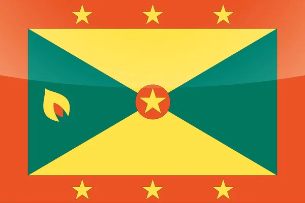 Geïllustreerde glanzende land vlag van Grenada — Stockvector