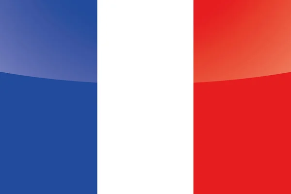 Εικονογραφημένη γυαλιστερή χώρα σημαία της Γαλλίας — Διανυσματικό Αρχείο