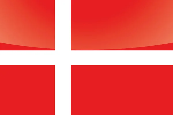 Illustrated Glossy Country Flag of  Denmark — Stock Vector