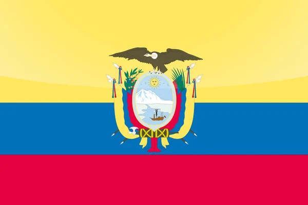 Geïllustreerde glanzende land vlag van Ecuador — Stockvector
