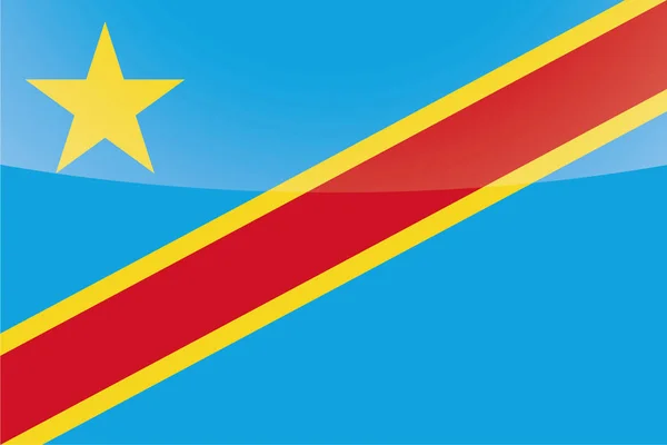 Ilustrowany błyszczący kraj Flaga Demokratycznej Republiki Konga — Wektor stockowy