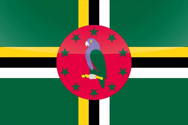 Illustrato lucido Paese Bandiera della Dominica — Vettoriale Stock