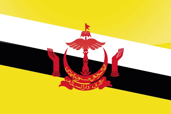 Vlajka Brunei v ilustrované krajině — Stockový vektor