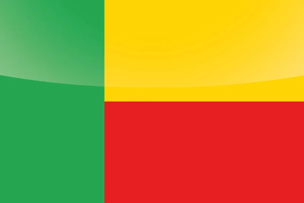 Drapeau pays brillant illustré du Bénin — Image vectorielle