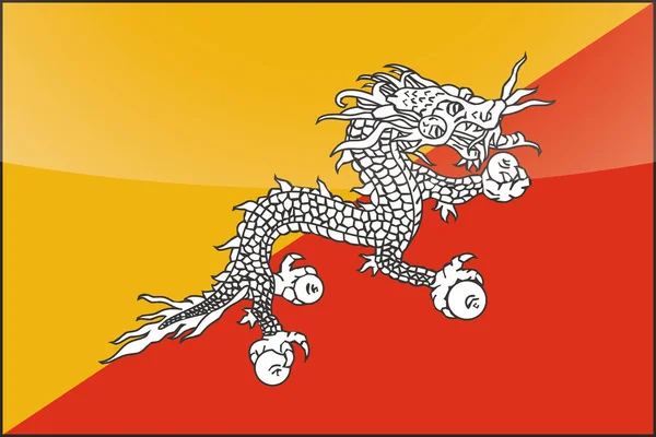 Bendera Negara Bhutan Glossy yang Terilustrasi - Stok Vektor