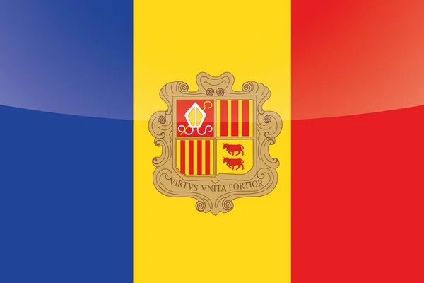 Bandeira do país lustroso ilustrado de Andorra — Vetor de Stock