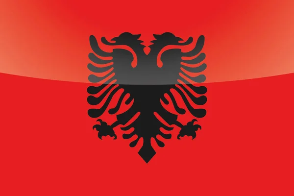 Abgebildete Hochglanz-Flagge Albaniens — Stockvektor