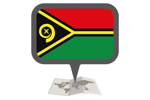 Bebilderte Karte und Zeiger mit der Landesflagge von Vanuatu — Stockvektor