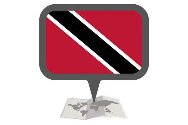 Carte illustrée et pointeur avec le drapeau du pays de Trinité a — Image vectorielle