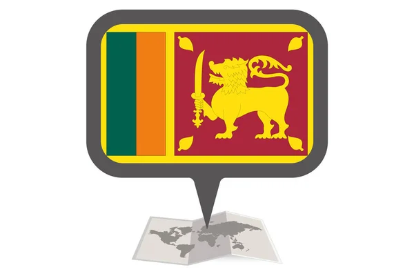 Mapa ilustrado y apuntador con la bandera del país de SriLanka — Vector de stock