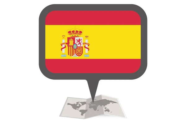 Illustrated Map and Pointer with the Country Flag of  Spain — Stock Vector