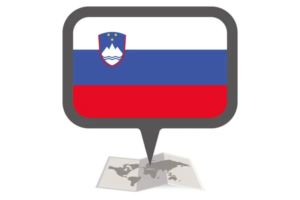 Slovenya Ülke Bayrağı ile Resimli Harita ve İşaretçi — Stok Vektör