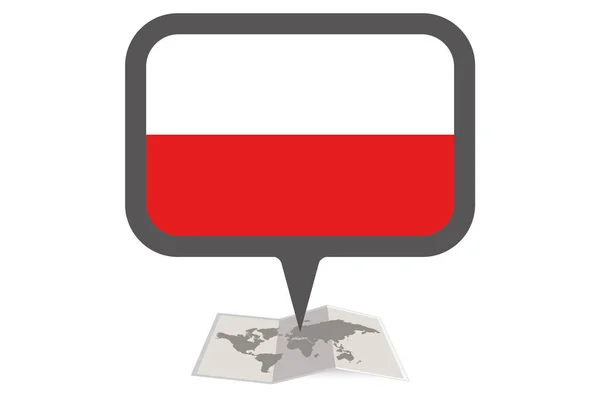 Carte illustrée et pointeur avec le drapeau de la Pologne — Image vectorielle