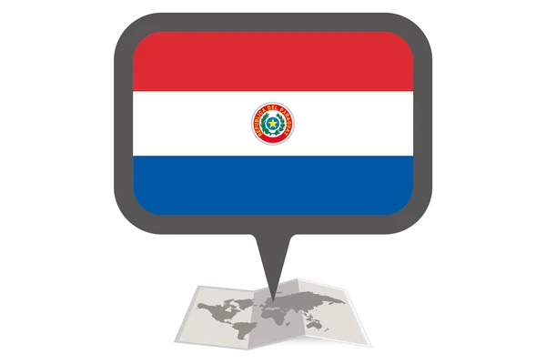 Ilustrované mapy a ukazatele s Paraguayskou vlajkou — Stockový vektor