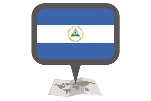 니카라과의 국가 국기와 일러스트지도와 포인터 — 스톡 벡터