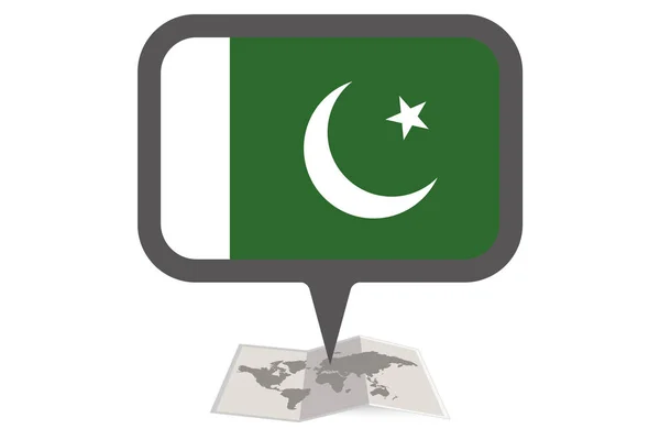 Illustreret kort og markør med Pakistans flag – Stock-vektor