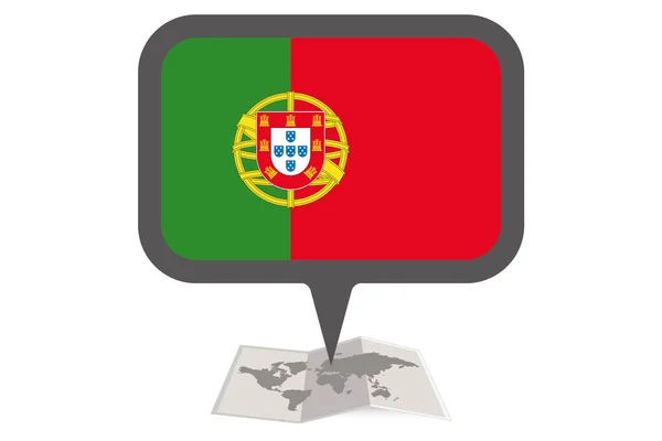 Bebilderte Karte und Zeiger mit der Flagge Portugals — Stockvektor
