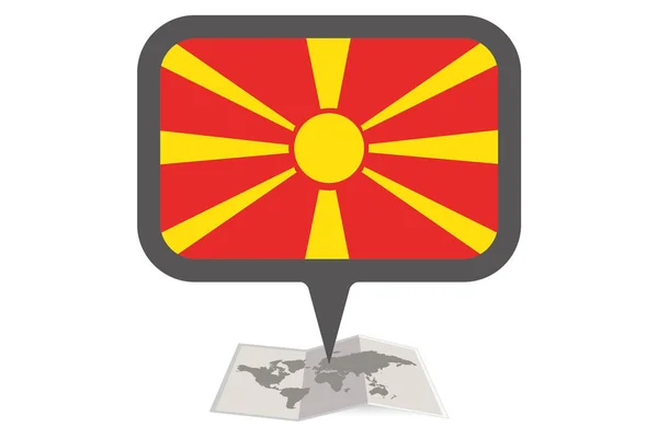 Carte illustrée et pointeur avec le drapeau de la Macédoine — Image vectorielle