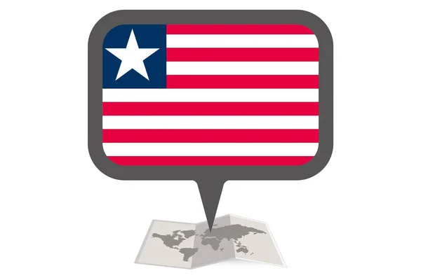 Liberya Ülke Bayrağı ile Resimli Harita ve Pointer — Stok Vektör