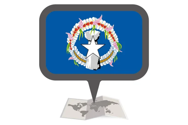 Geïllustreerde kaart en pointer met de land vlag van Marianas — Stockvector