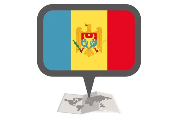 Illustrerad karta och pekare med landets flagga av Moldavien — Stock vektor