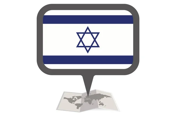 Mapa Ilustrado y Puntero con la Bandera de Israel — Archivo Imágenes Vectoriales