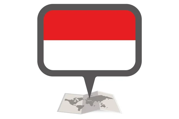 Illustrated Map and Pointer with the Country Flag of  Indonesia — Stock Vector