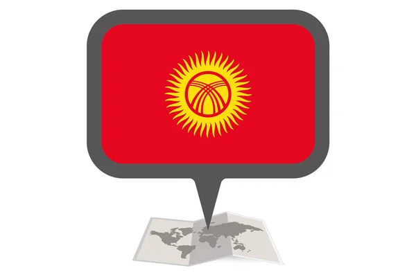 キルギスタの国旗を持つ図示された地図とポインタ — ストックベクタ