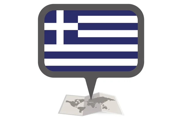 Иллюстрированная карта и указатель на флаг Греции — стоковый вектор