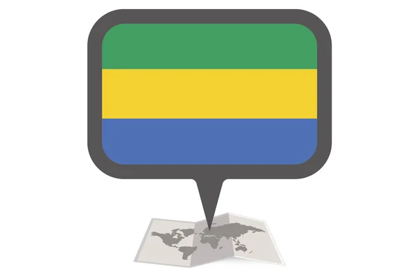 Ilustrované mapy a ukazatele s Gabonské vlajky — Stockový vektor