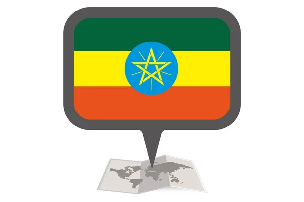 Иллюстрированная карта и указатель на флаг Эфиопии — стоковый вектор