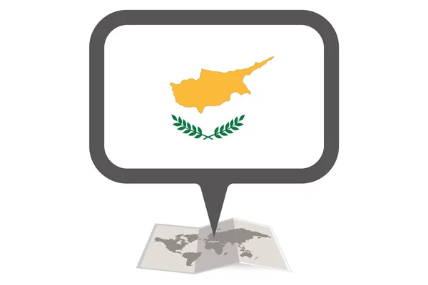Ilustrowana Mapa i wskaźnik z flagą kraju Cypru — Wektor stockowy