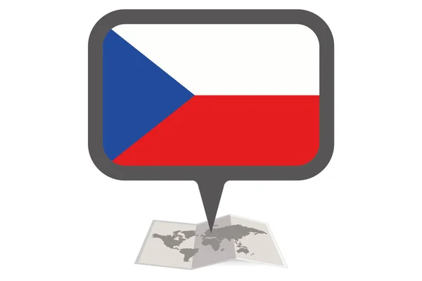 Carte illustrée et pointeur avec le drapeau du pays de la République tchèque — Image vectorielle
