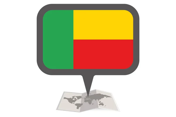 Ilustrované mapy a ukazatele se zemí Benin, vlajka — Stockový vektor