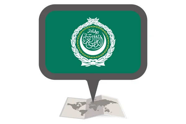 Иллюстрированная карта и указатель на флаг Арабской Лигу — стоковый вектор