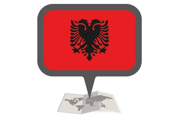 Иллюстрированная карта и указатель на флаг Албании — стоковый вектор
