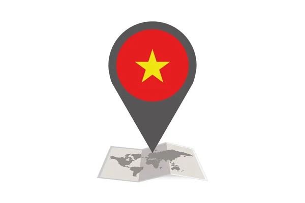 Illusztrált Térkép és mutató Vietnam Országzászlójával — Stock Vector
