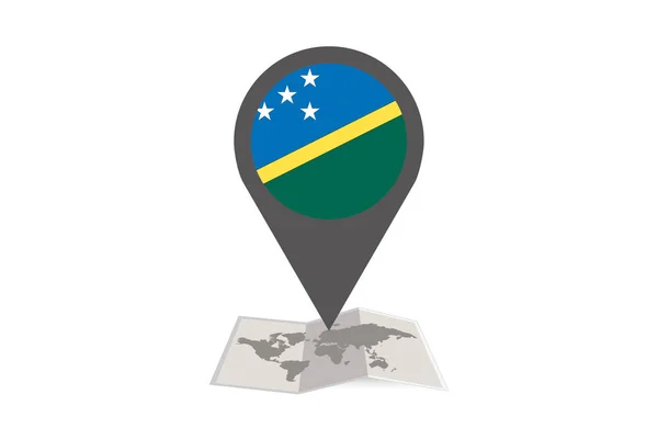 Ilustrované mapy a ukazatele s vlajkou státu Šalamounovy země — Stockový vektor