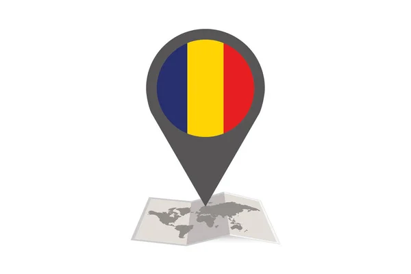 Ilustrované mapy a ukazatele s rumunskou vlajkou země — Stockový vektor