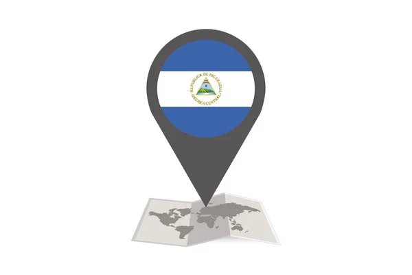 니카라과의 국가 국기와 일러스트지도와 포인터 — 스톡 벡터
